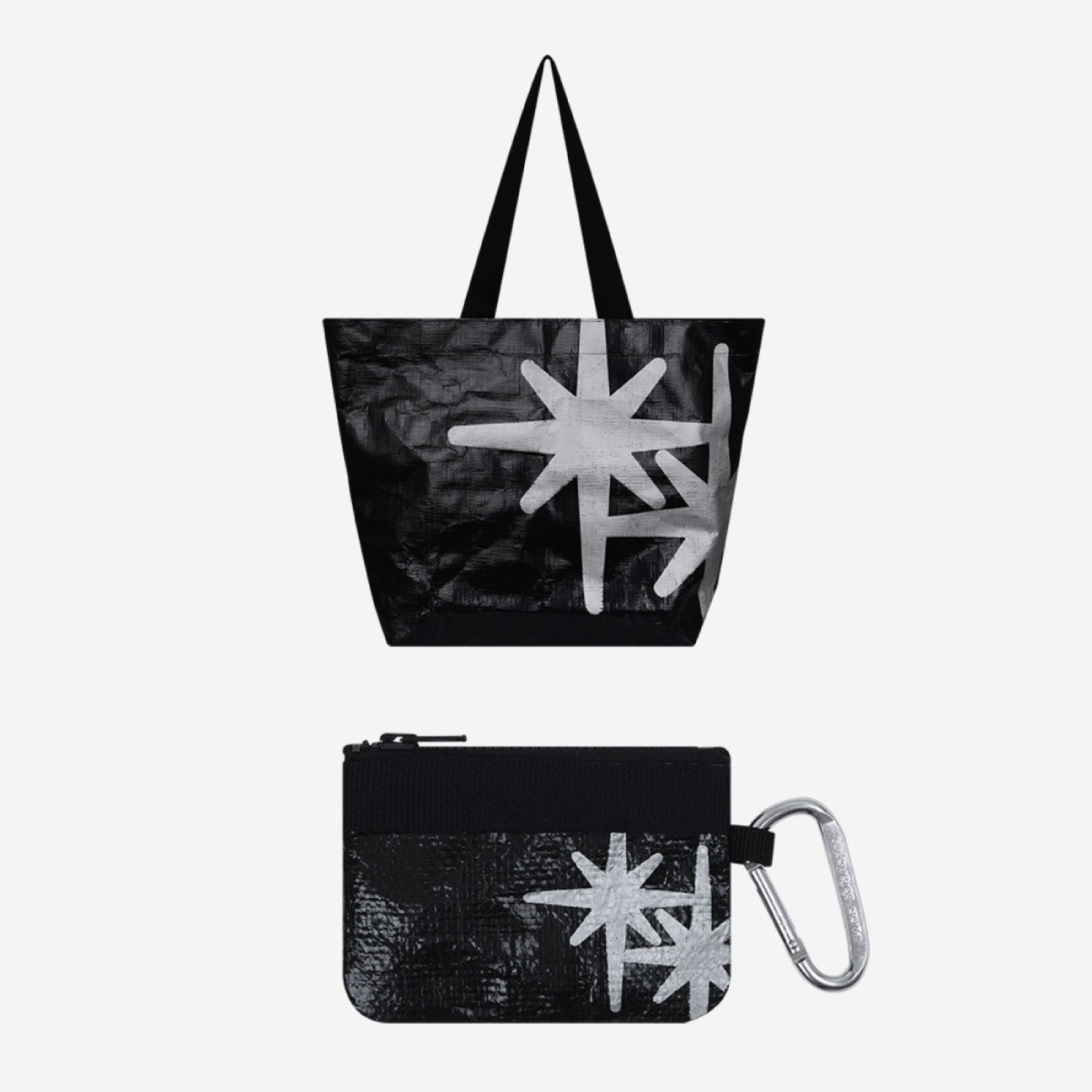 KWON JINAH - JINAHON CORPORATION X SAFARISPOT TARPAULIN SHOPPER BAG (BLACK) & JINAHON CORPORATION X SAFARISPOT TARPAULIN WALLET (BLACK)