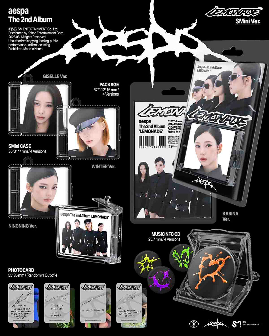 [Pre-order] aespa - LEMONADE / 2nd Full Album (SMini Ver.)(Smart Album) - 5