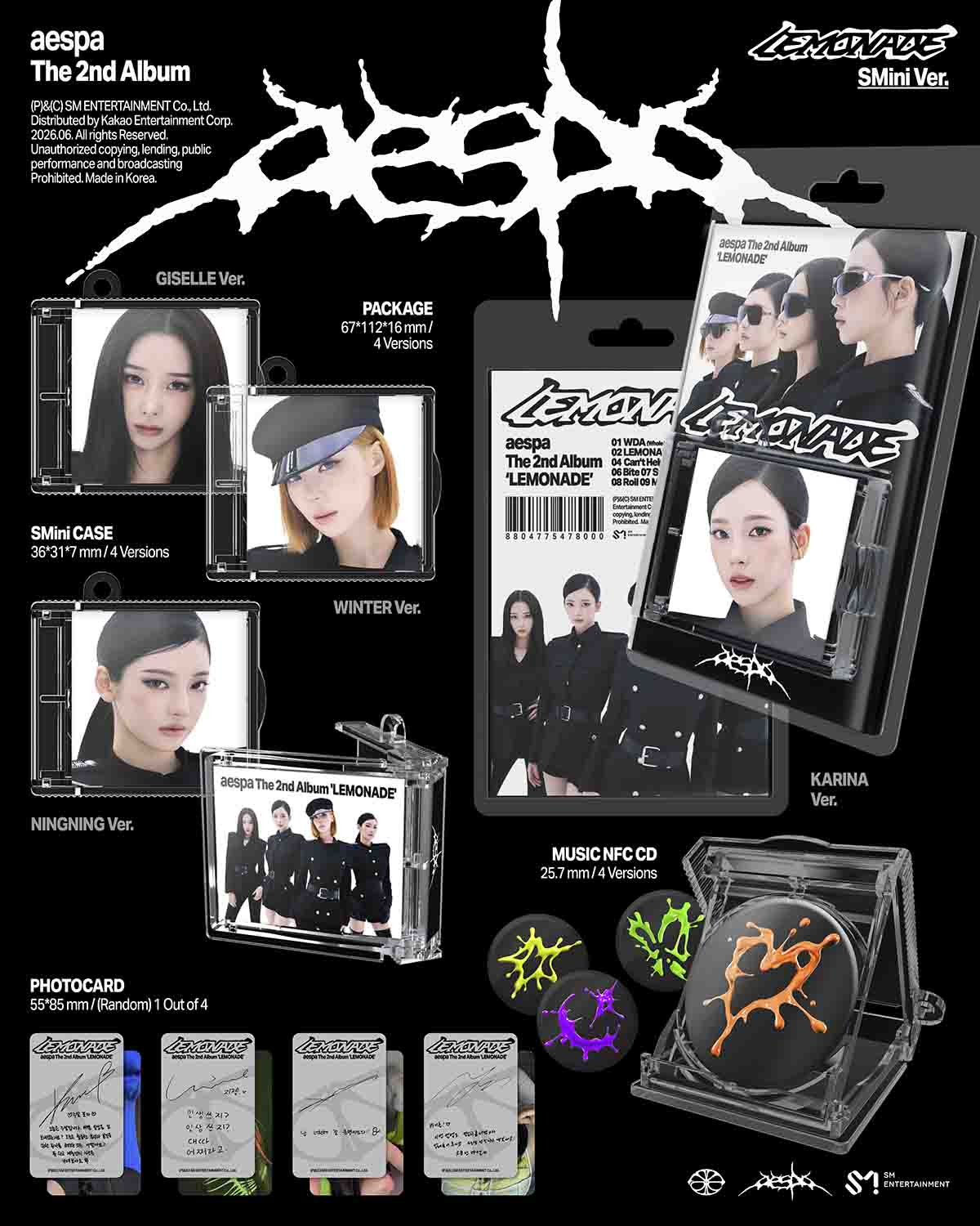 [Pre-order] aespa - LEMONADE / 2nd Full Album (SMini Ver.)(Smart Album) - 5