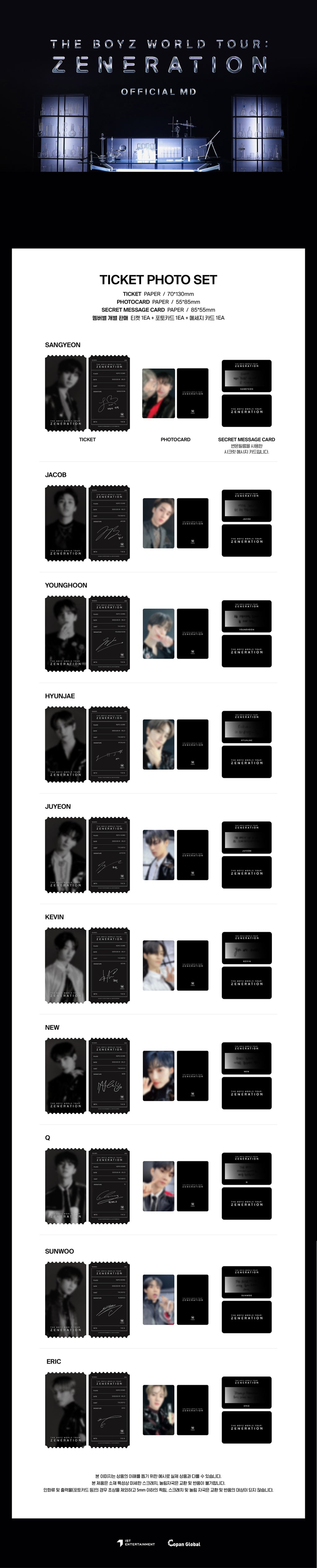 THE BOYZ - 09 Ticket Photo Set / THE BOYZ WORLD TOUR : ZENERATION