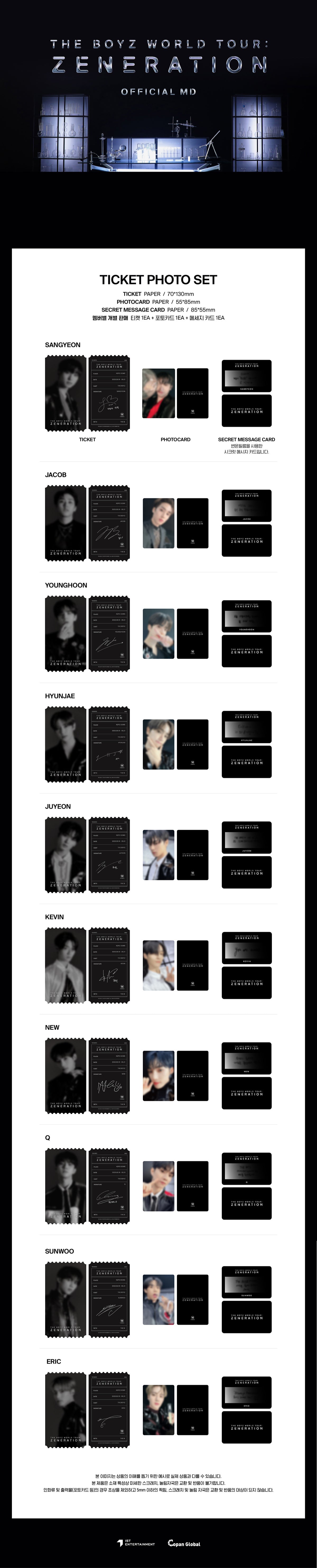 THE BOYZ - 09 Ticket Photo Set / THE BOYZ WORLD TOUR : ZENERATION