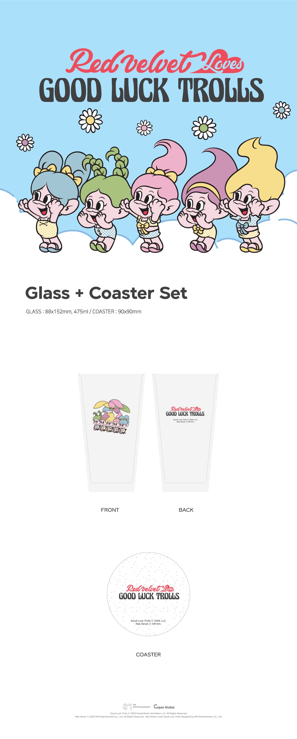 Red Velvet - 11 Glass + Coaster Set / 2020 TROLLS POP-UP STORE