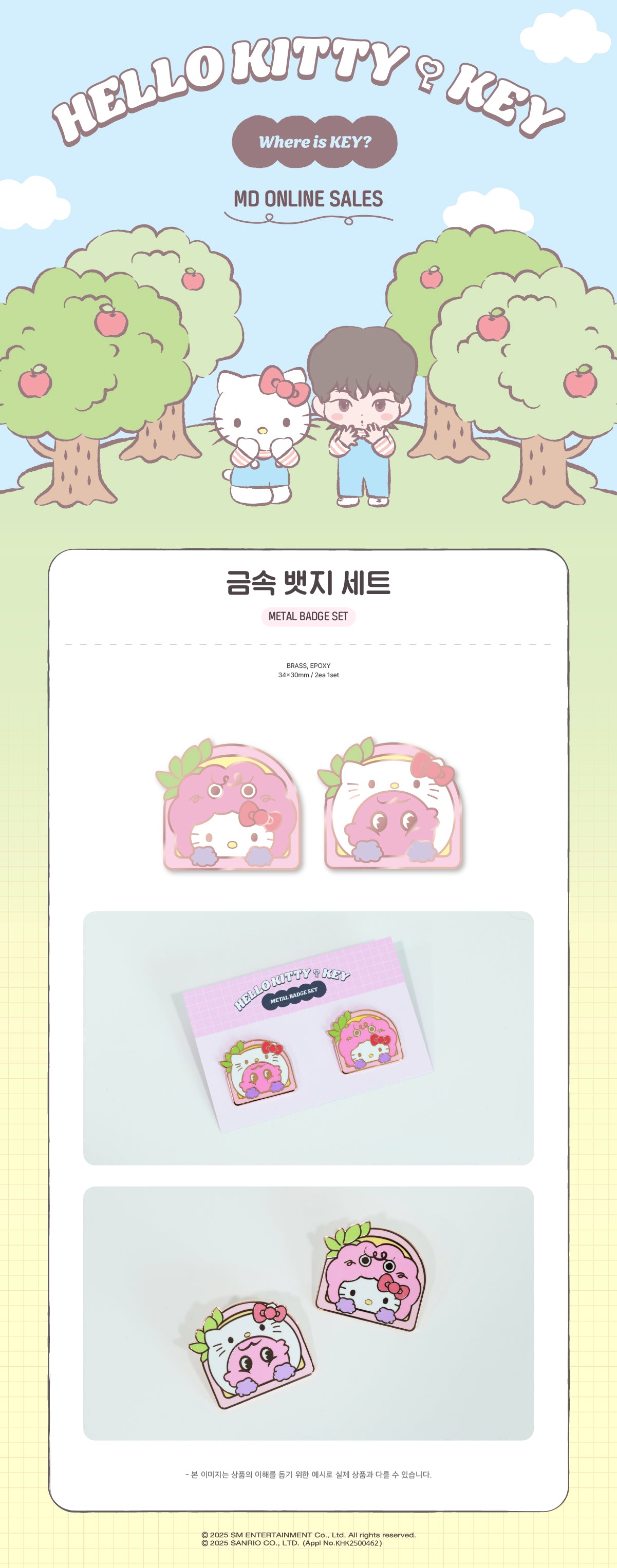 KEY X Hello Kitty - 14 Metal Badge Set / POP-UP STORE OFFICIAL MD