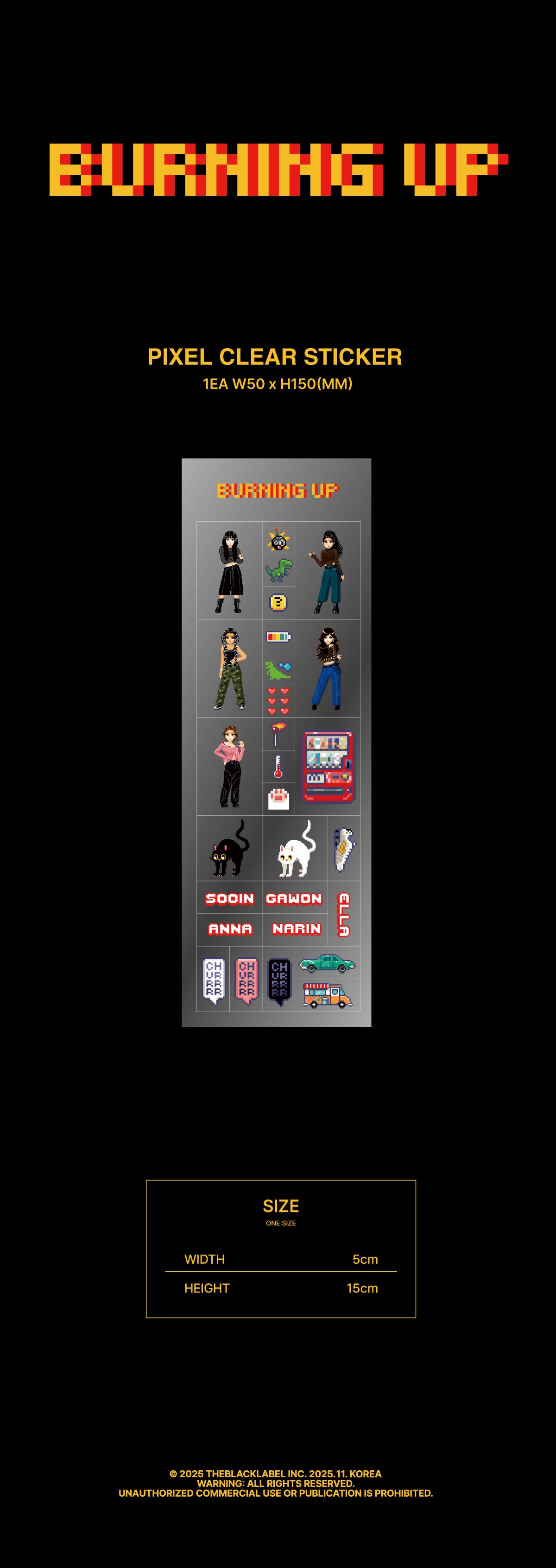 [Pre-order] MIYAO - 01 Pixel Transparent Sticker_BURNING UP MD